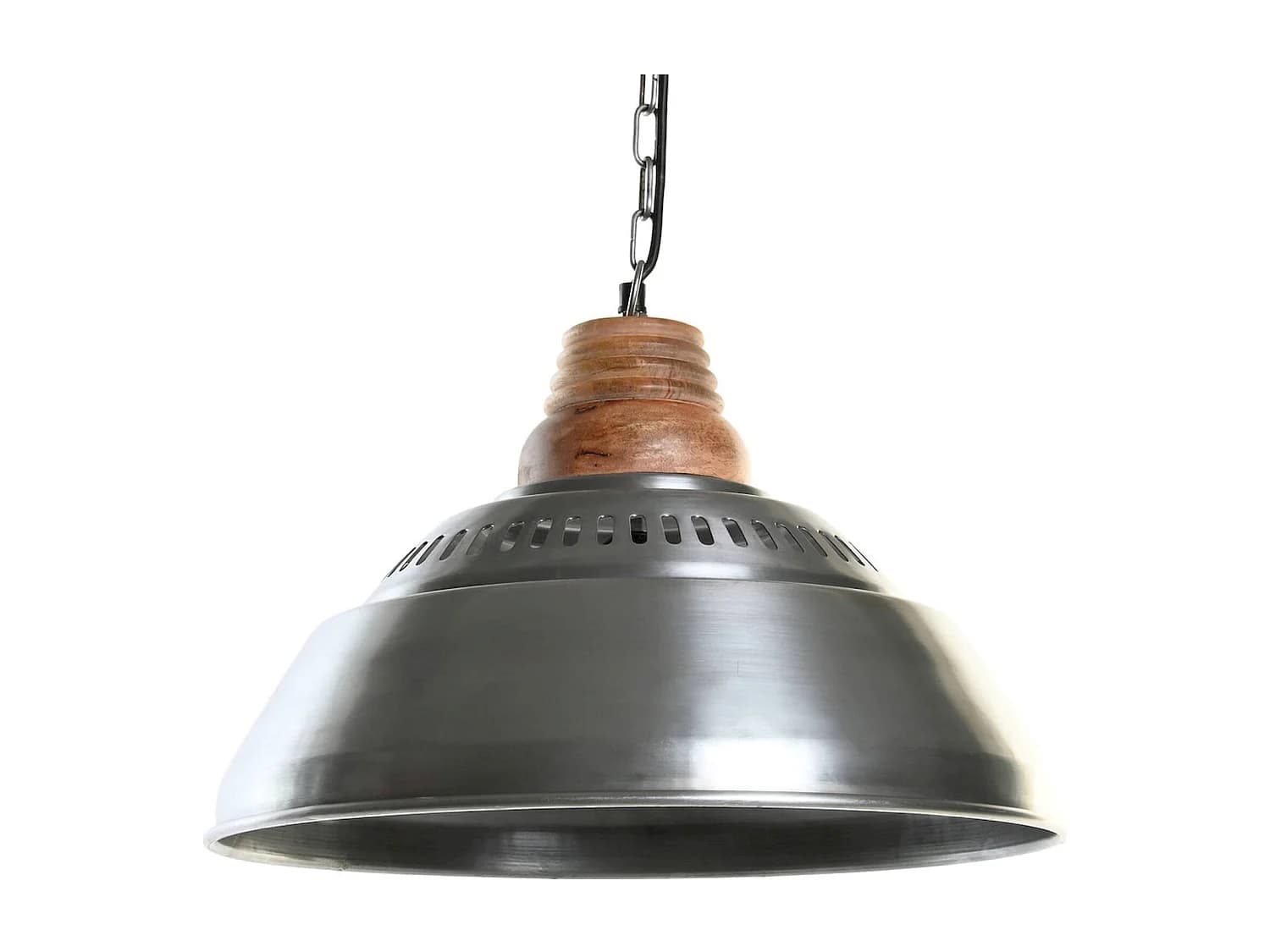 Suspension industrielle argenté et bois mango chic