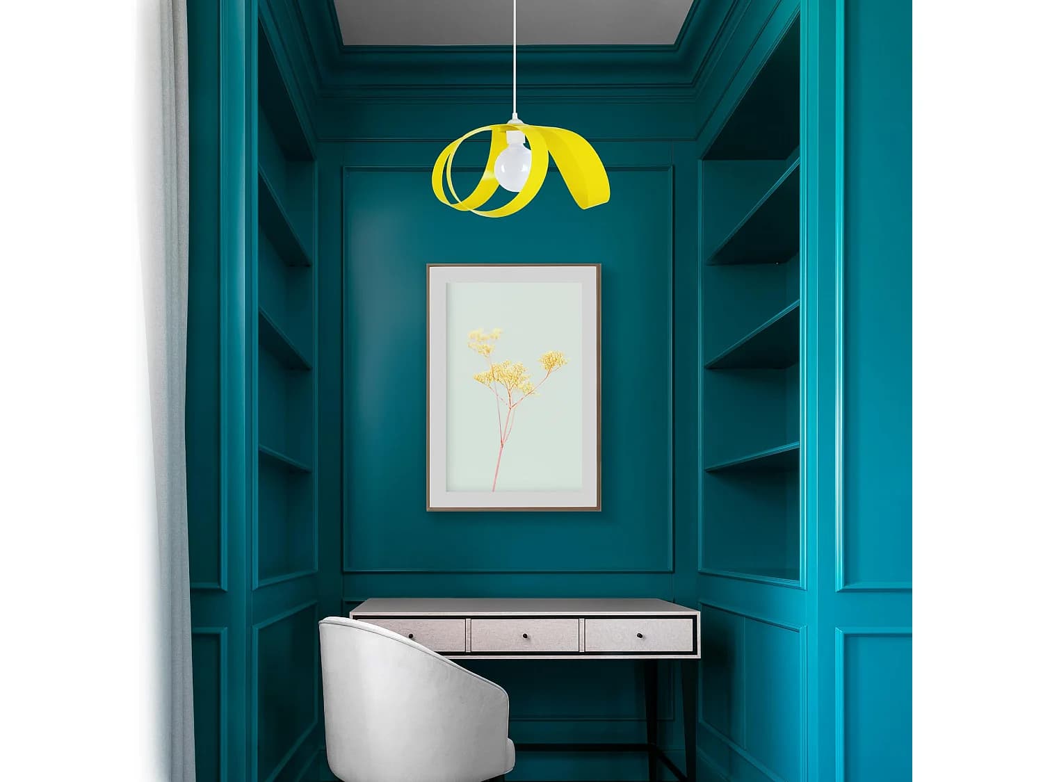 Suspension TOSEL ,métal,Jaune ,H78x D 30xP30cm