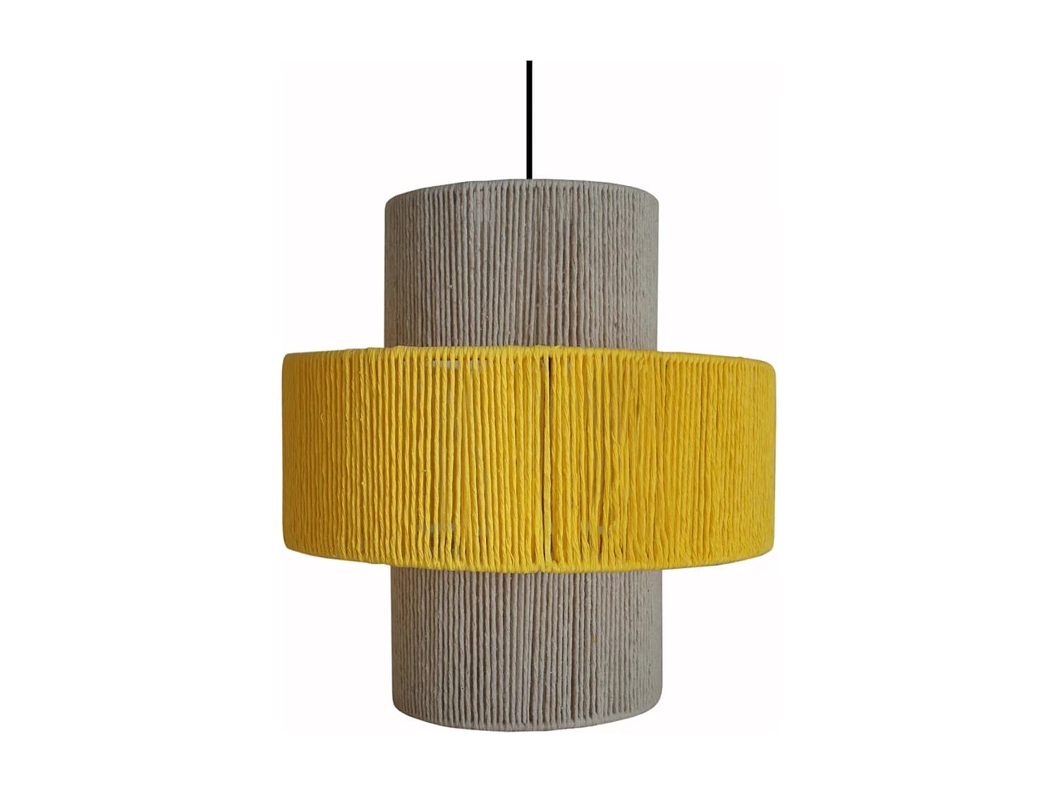 Suspension TOSEL ,métal,fibre ,Jaune ,H90xD40xP40cm