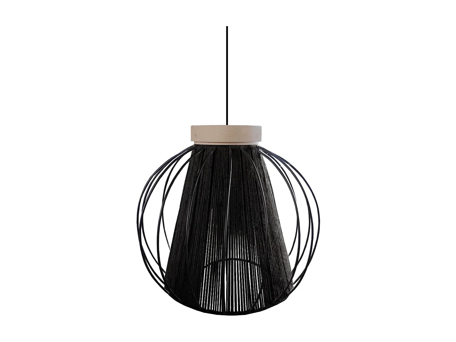 Suspension TOSEL ,métal,fibre ,Noir ,H90xD 32xP32 cm