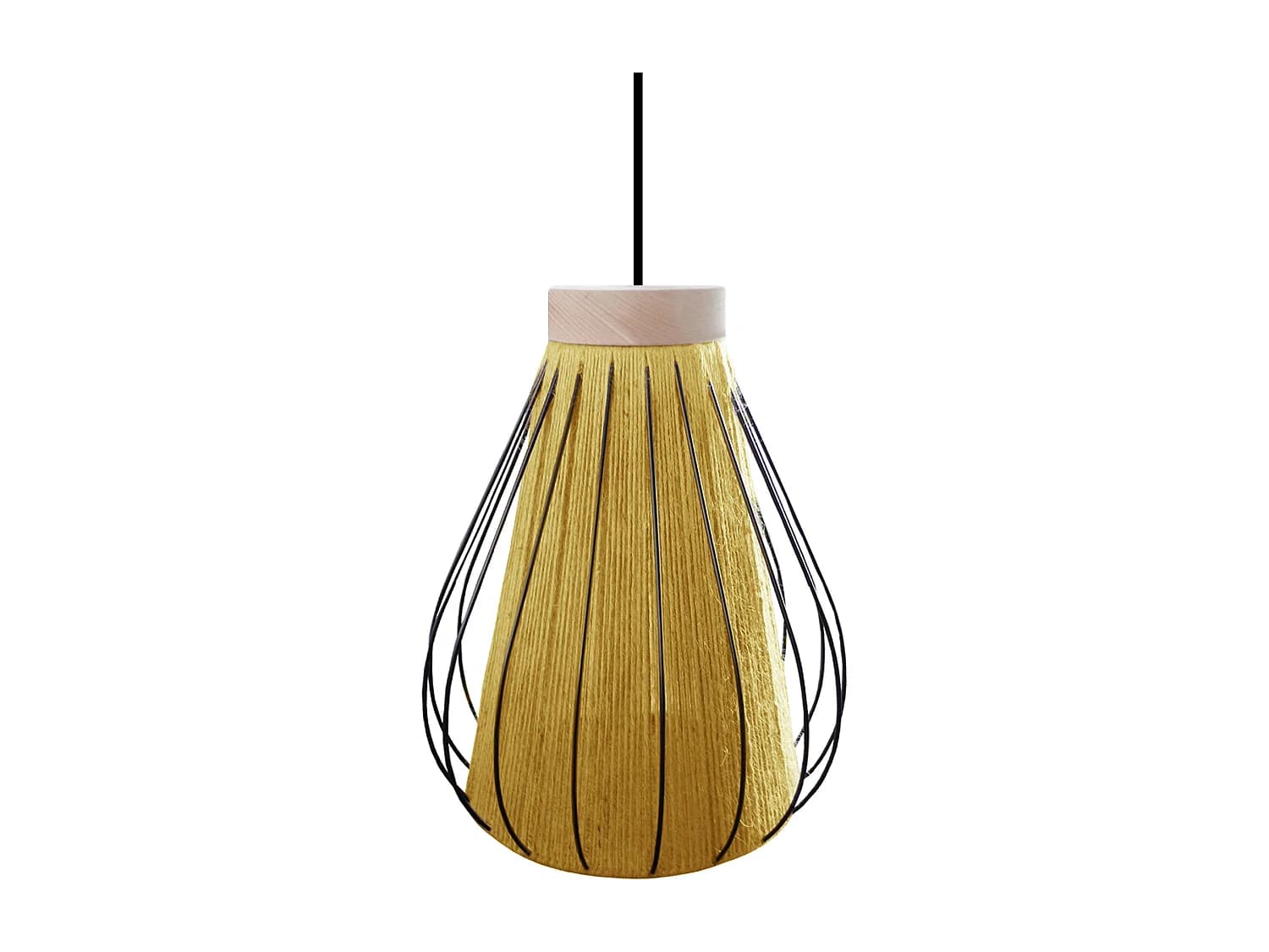 Suspension TOSEL ,métal,fibre ,Jaune ,H90x D28xP28cm