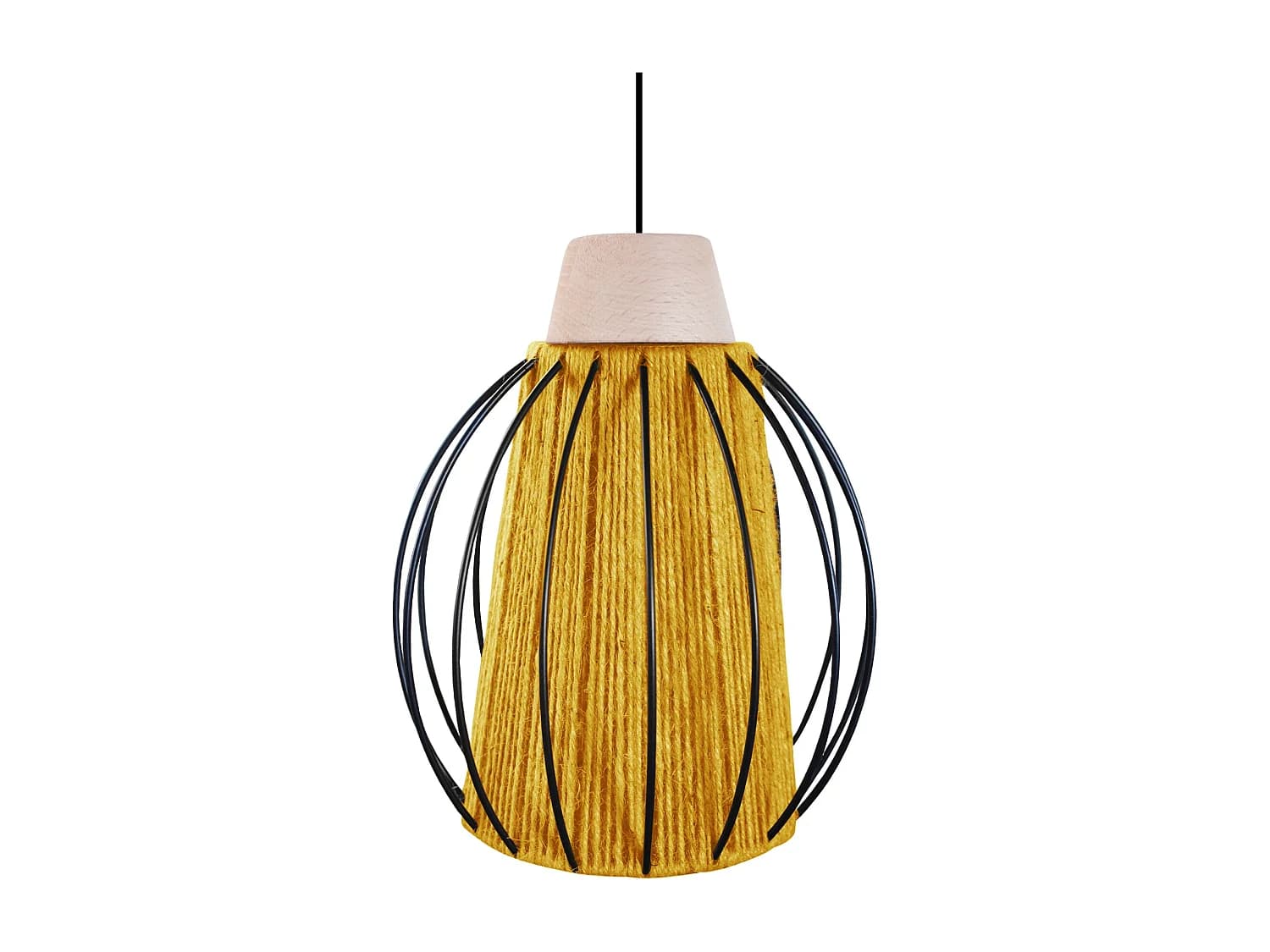 Suspension TOSEL ,métal,fibre ,Jaune ,H90xD 20x P 20 cm