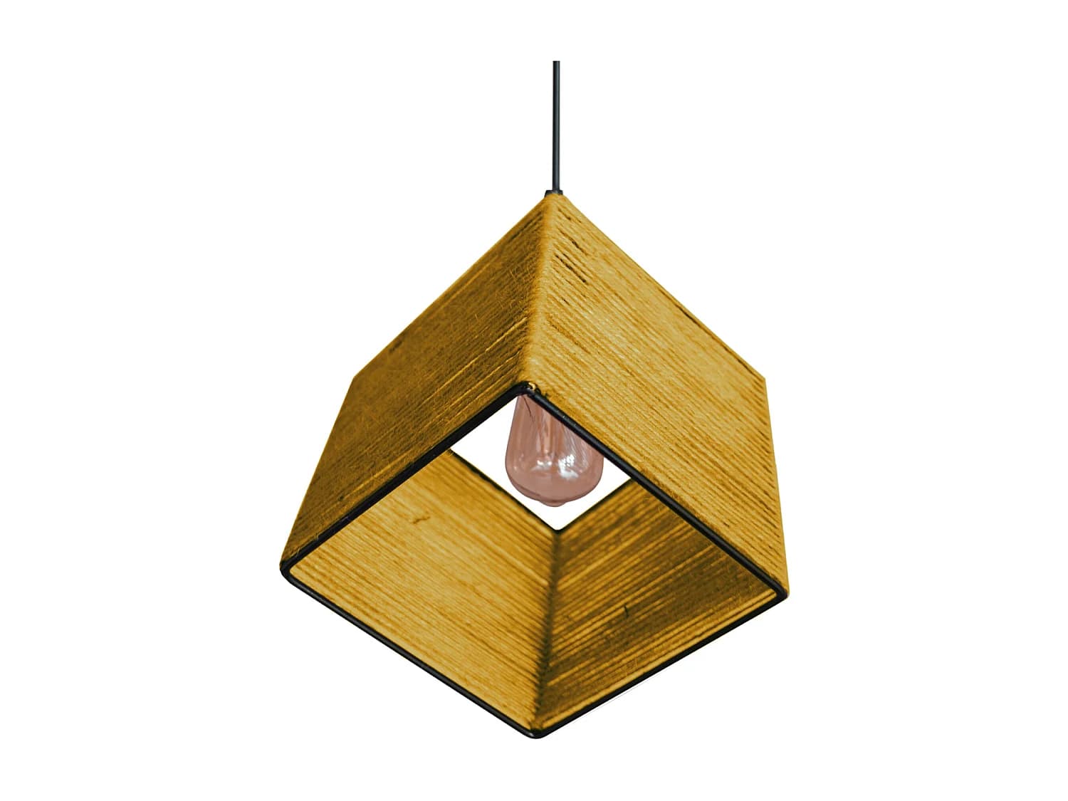 Suspension TOSEL ,métal,fibre ,Jaune ,H90xD 25x P 25cm