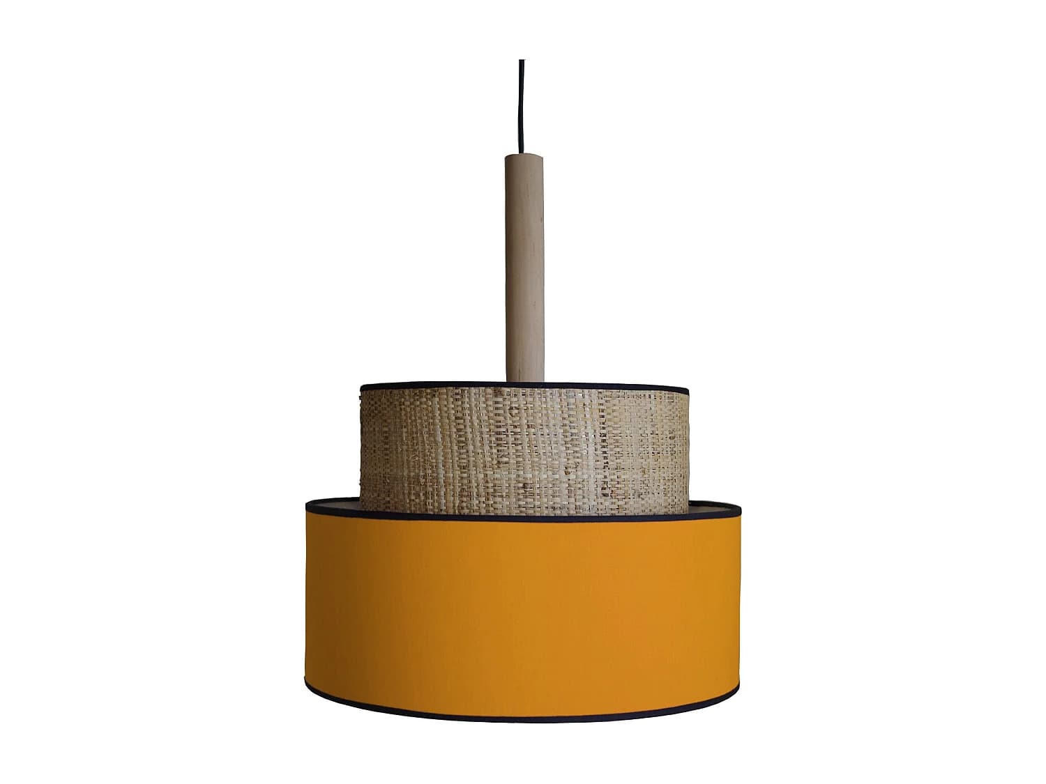 Suspension TOSEL ,métal,fibre ,Jaune ,H95xD 50x P 50cm
