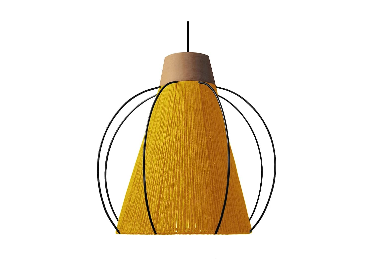 Suspension TOSEL ,métal,fibre ,Jaune ,H 90x D32xP32cm