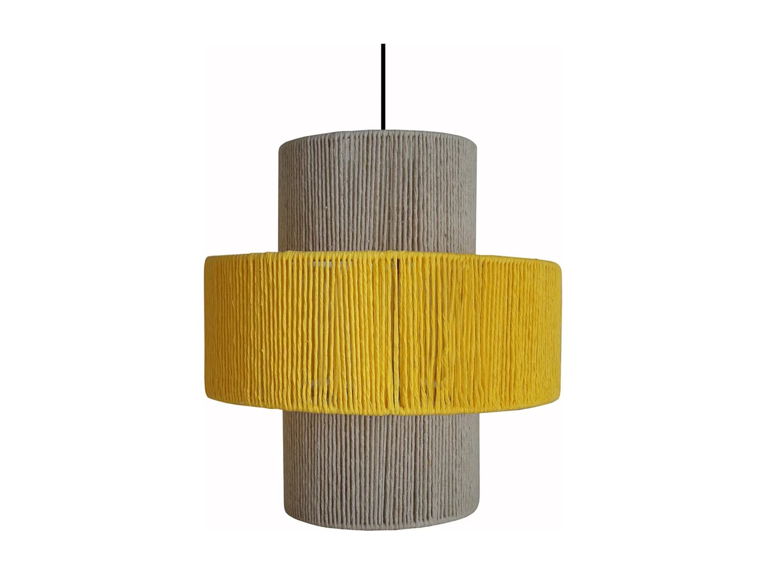 Suspension TOSEL ,métal,fibre ,Jaune ,H90xD30xP30 cm