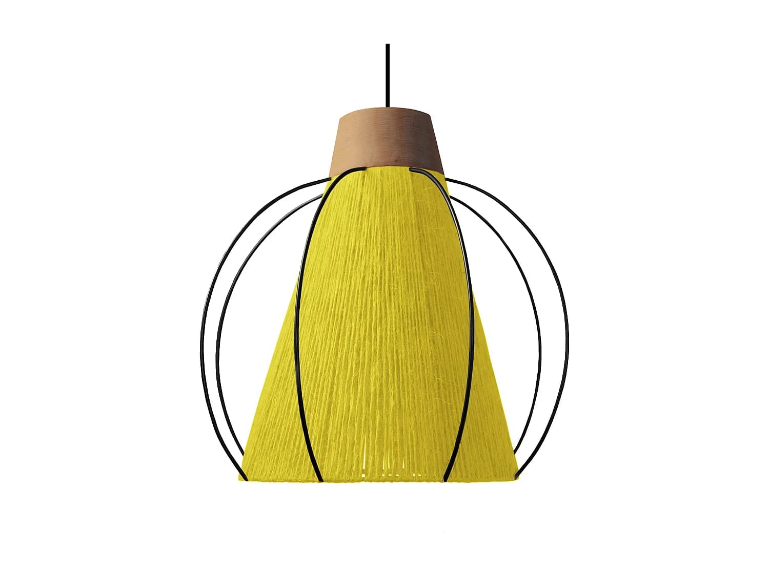 Suspension TOSEL ,métal,fibre ,Jaune ,H90xD32xP32cm