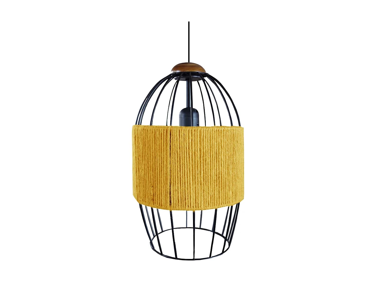 Suspension TOSEL ,métal,fibre ,Jaune ,H 90xD 20x P 20cm