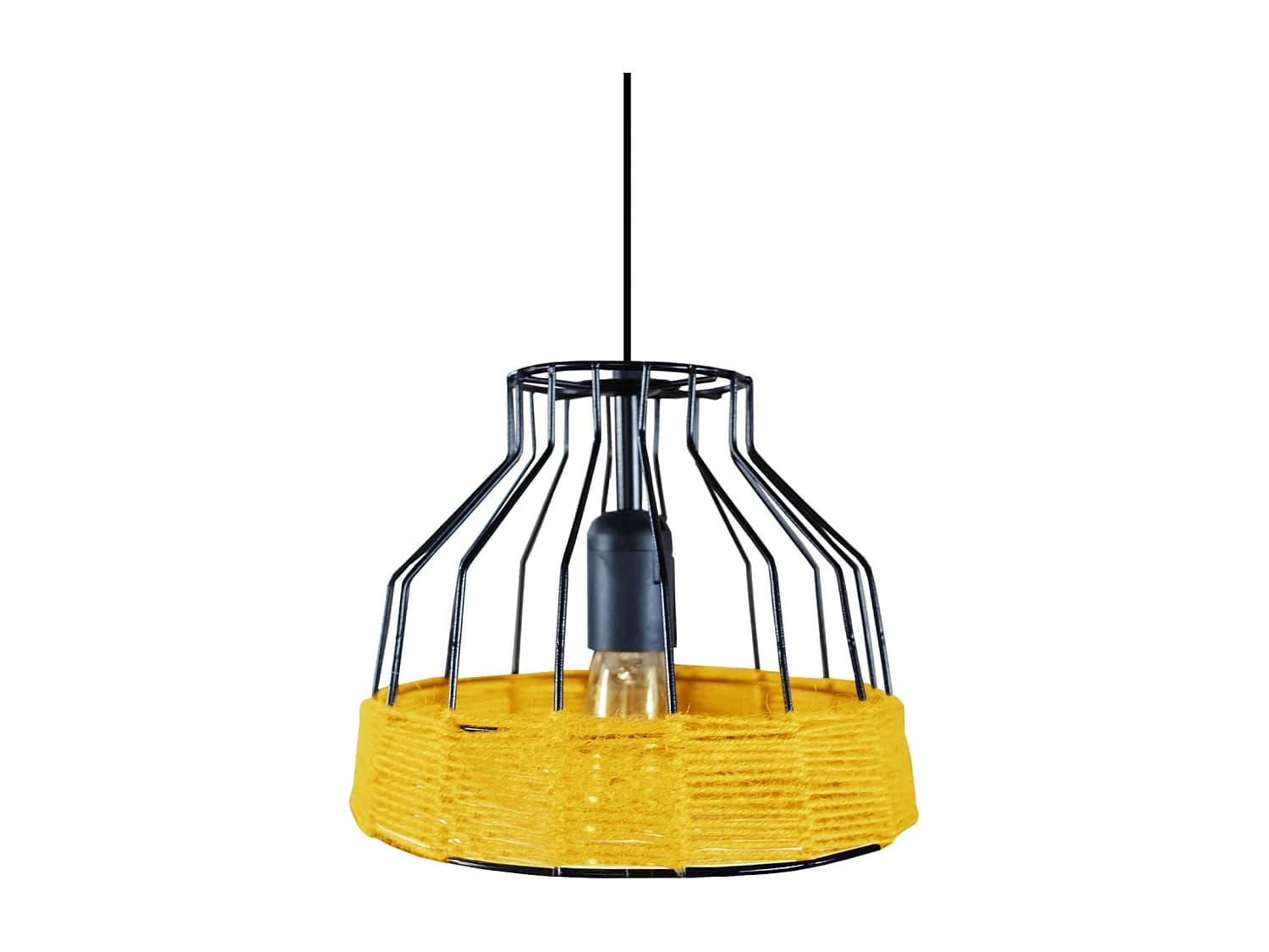 Suspension TOSEL ,métal,fibre ,Jaune , H 90xD25x P25cm