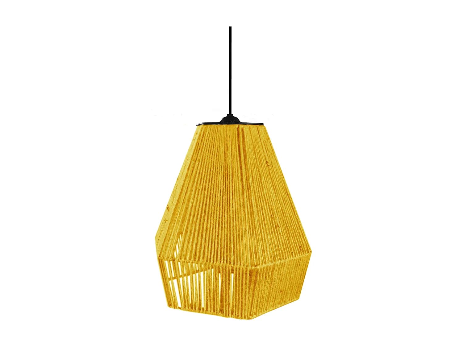 Suspension TOSEL ,métal,fibre ,Jaune ,H90xD 30x P 30cm