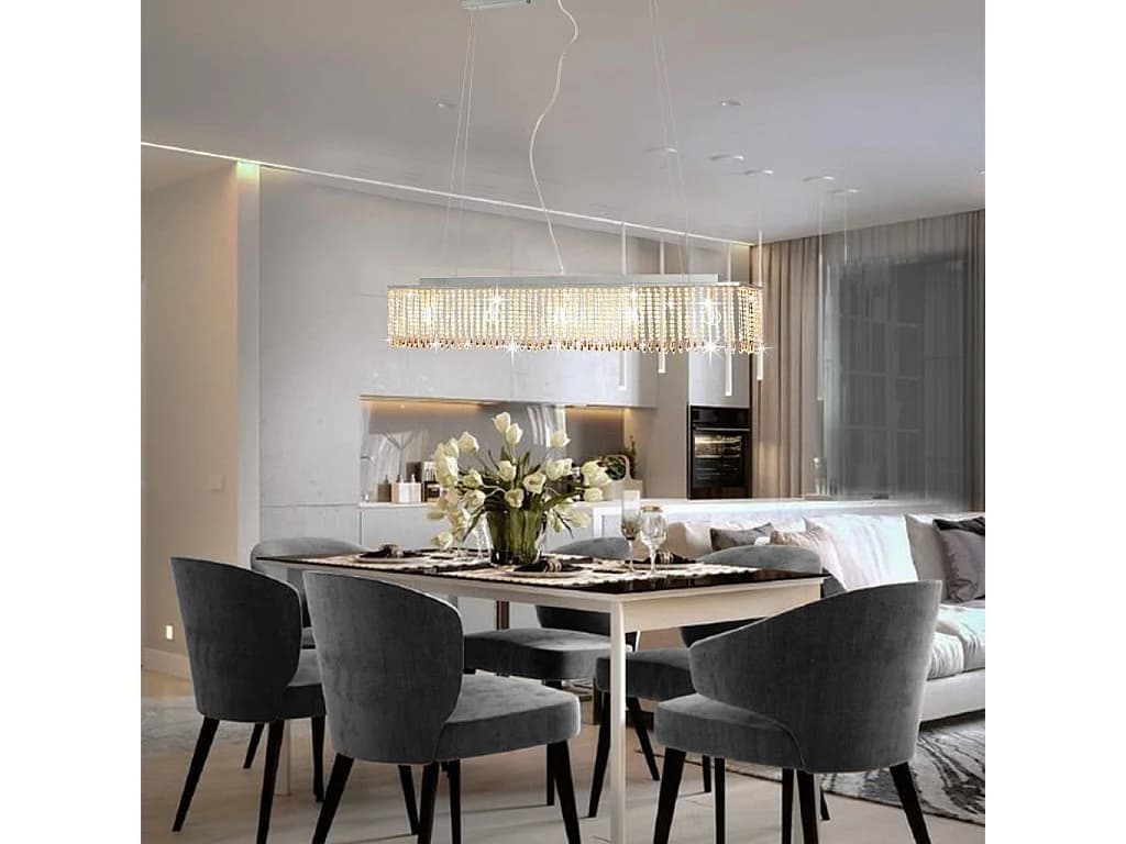 Plafonnier avec perles de cristal Argenté 104 cm E14 FR750286
