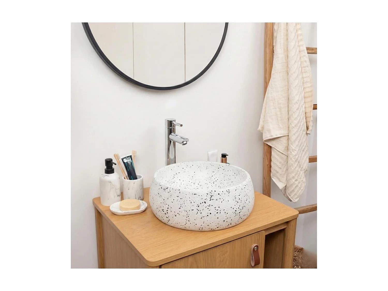 Vasque à poser ZOLI ronde en terrazzo 40cm