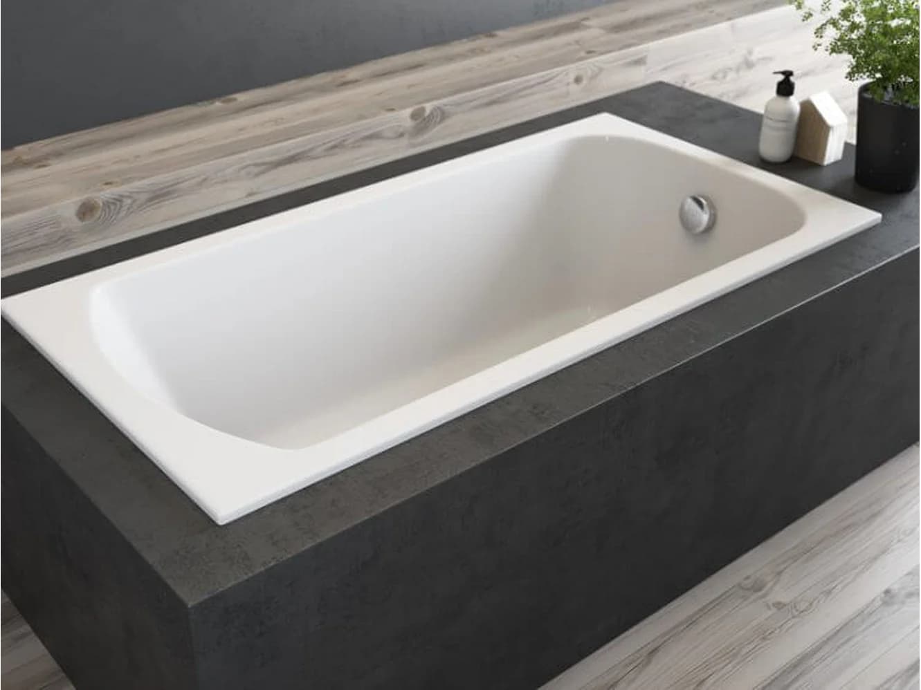 Baignoire rectangulaire 140x70 CLASSIC SLIM acrylique blanc + Habillage en polystyrène + Pieds + Vidage à chromé
