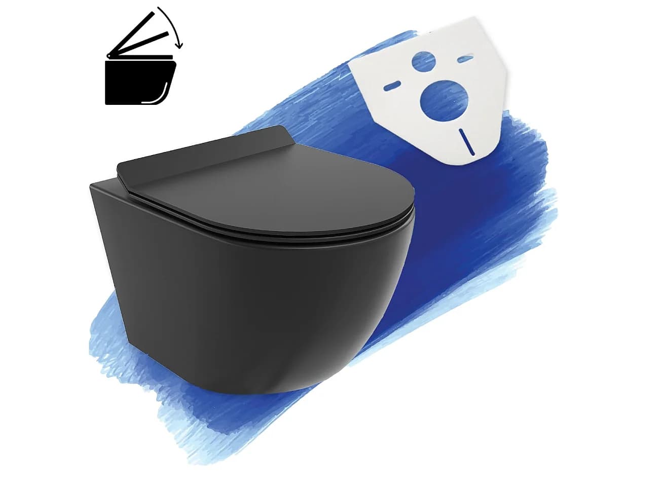 WC Toilettes : cuvette noire avec siège de toilette Slim Soft-Close