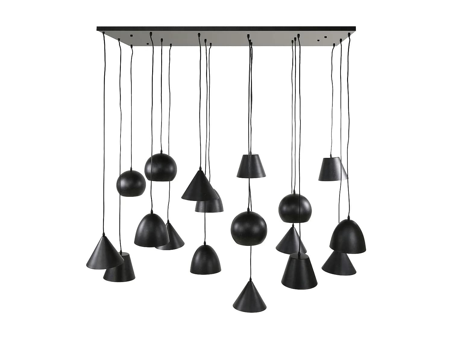 Suspension XXL 18 abat-jour en métal noir RALF