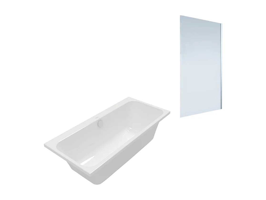 Baignoire droite VILLEROY & BOCH Architectura 170 x 70 cm Blanc + Pare bain droite AURYS Mist 1 chromé