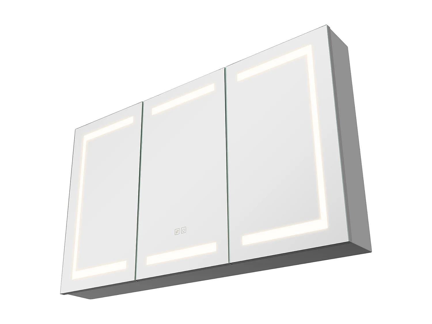Armoire Murale Salle de Bain SucceBuy Armoire de Toilette avec Miroir en Verre Trempé et LED 3 Couleurs à Intensité Variable, 2 Étagères Réglables, 100x60 cm