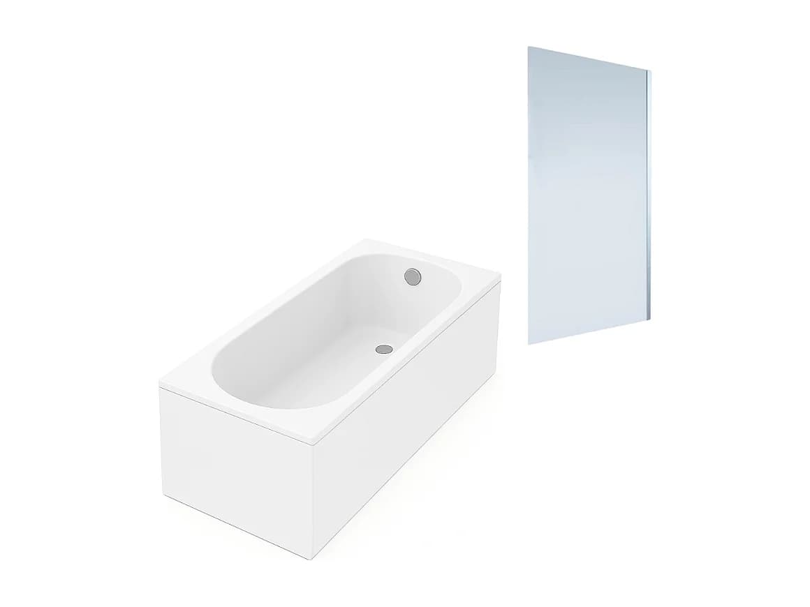 Baignoire droite VILLEROY ET BOCH Oberon quaryl 170 x 70 cm + Pare bain droite AURYS Mist 1 chromé