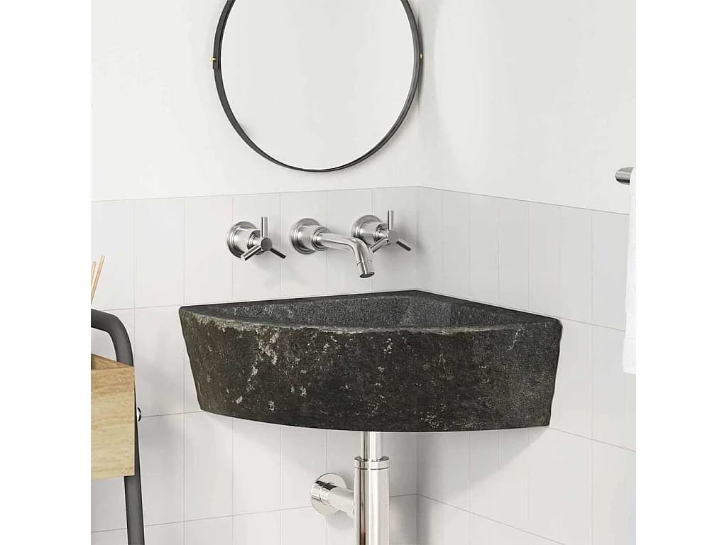 Lavabo | Bassin d'angle suspendu au mur Gris (38-45) x (38-45) x 12 cm