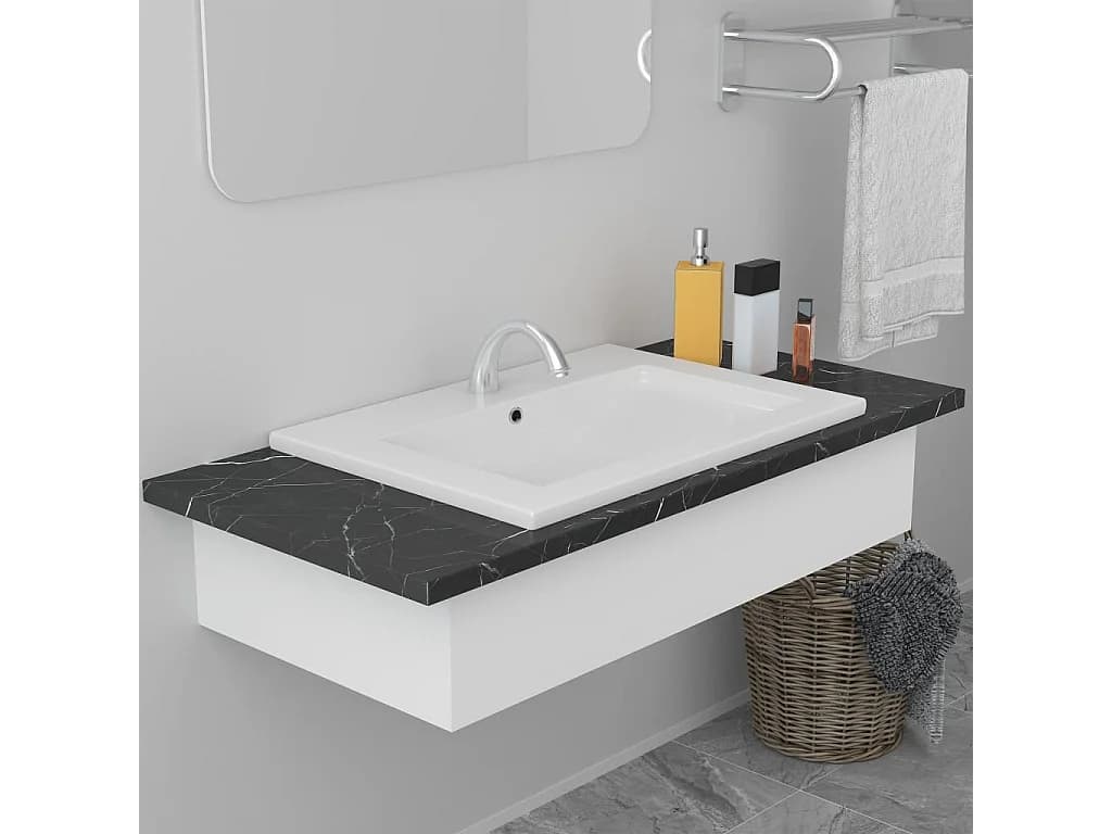 Lavabo encastré 61 x 39,5 x 18,5 cm Céramique Blanc