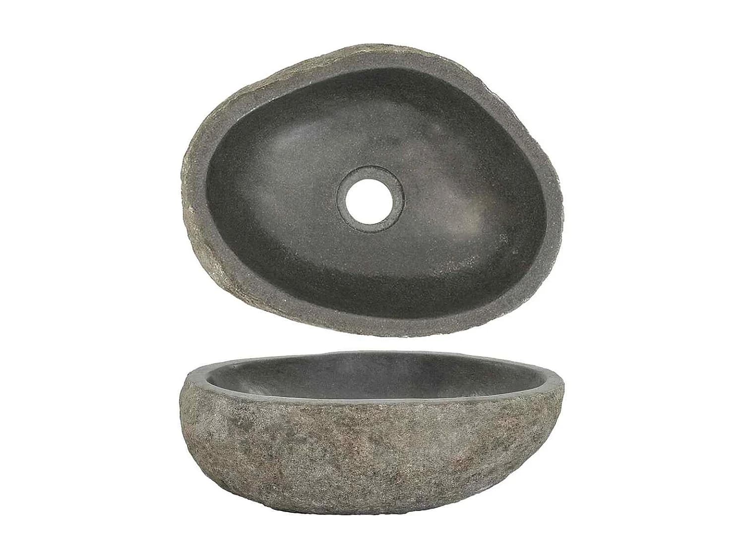 Lavabo salle de bain-Vasque à poser en pierre de rivière ovale (29-38)x(24-31) cm