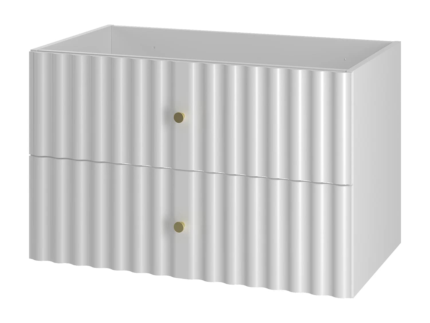 Armoire de salle de bain blanche sous lavabo 80 cm Façades rainurées Aqua