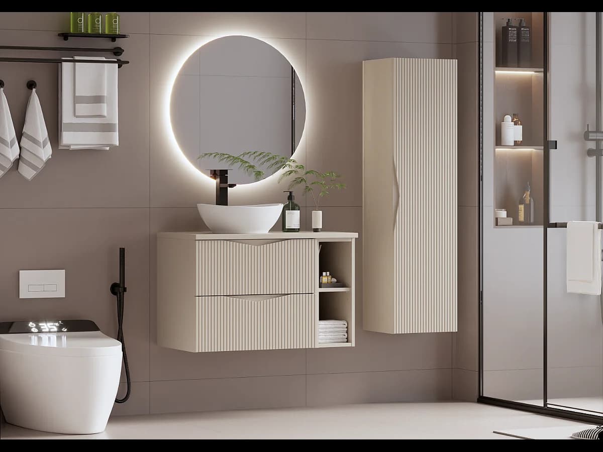 Meuble sous-vasque 80cm plan de toilette Tao Cachemire