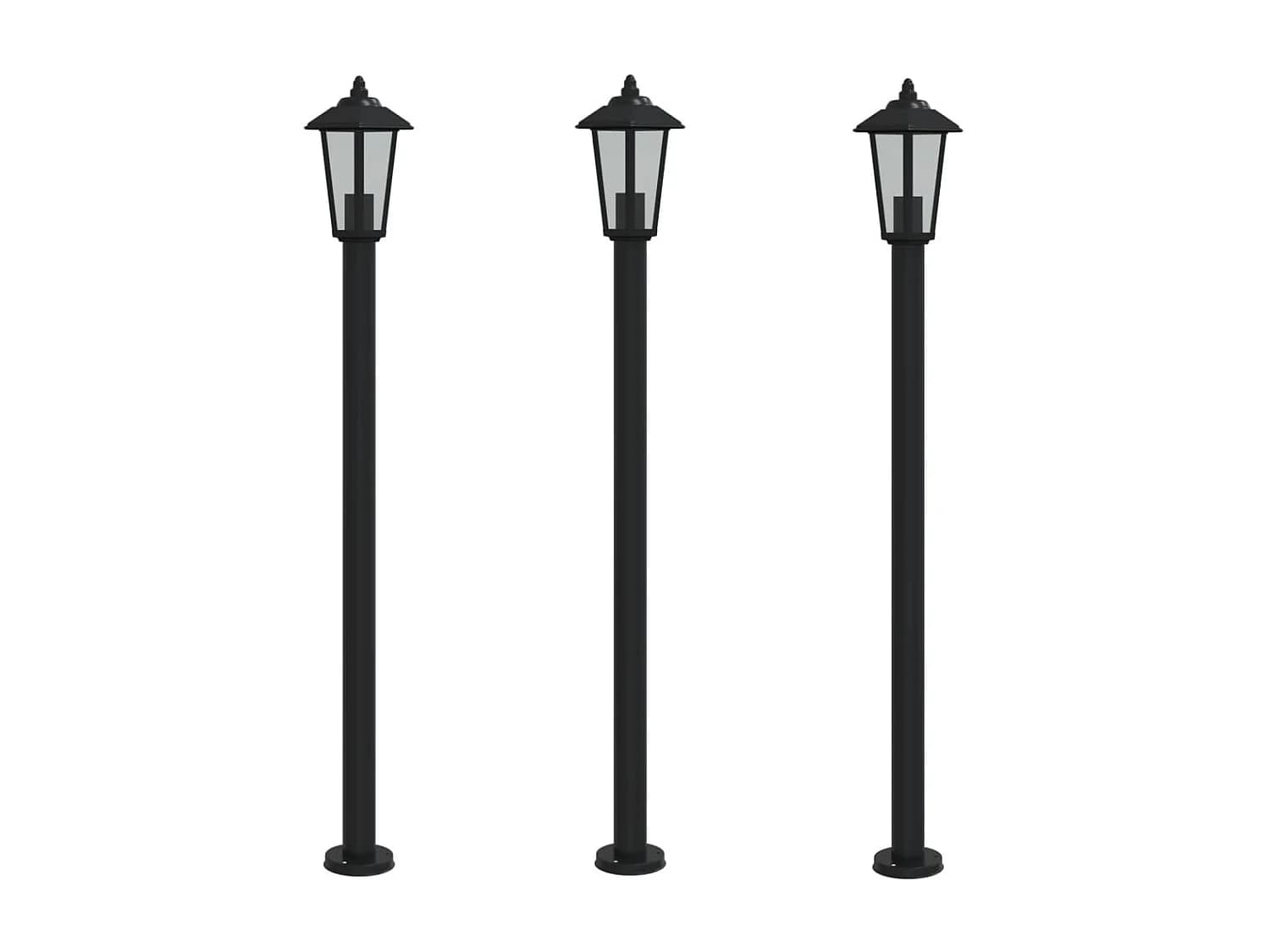 Lampadaires d'extérieur 3 pcs argenté 11 x 11 x 120 cm 02_0042548