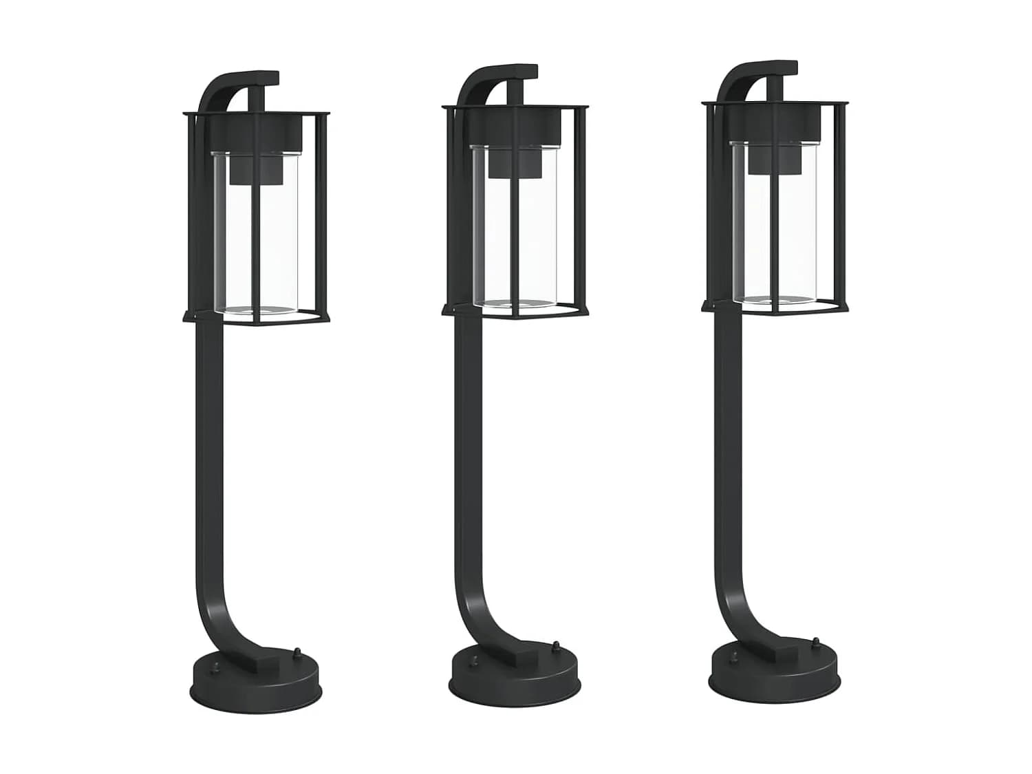 Lampadaires d'extérieur 3 pcs argenté 13 x 13 x 60 cm 02_0042552