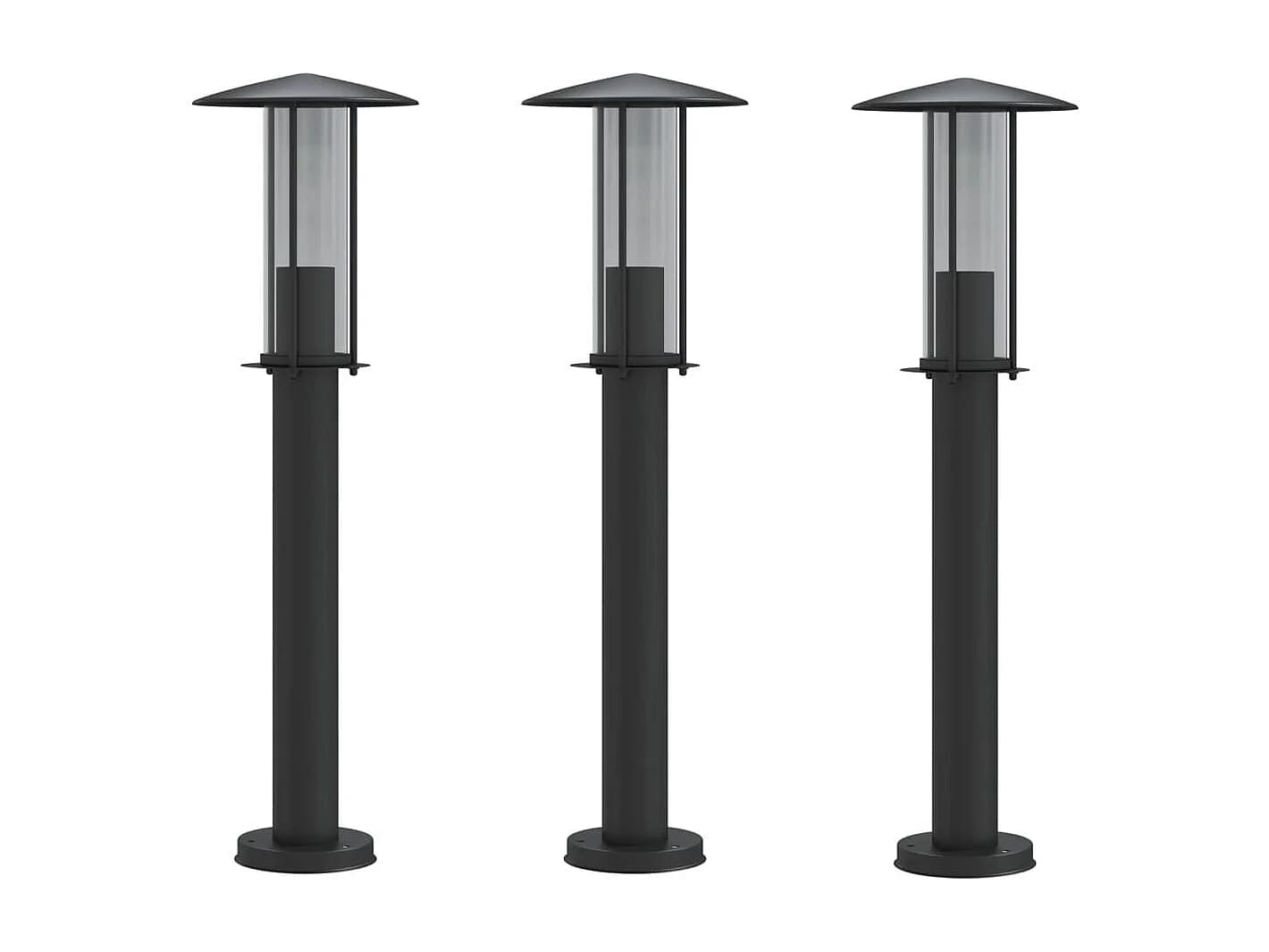 Lampadaires d'extérieur 3 pcs argenté 13 x 13 x 60 cm 02_0042551