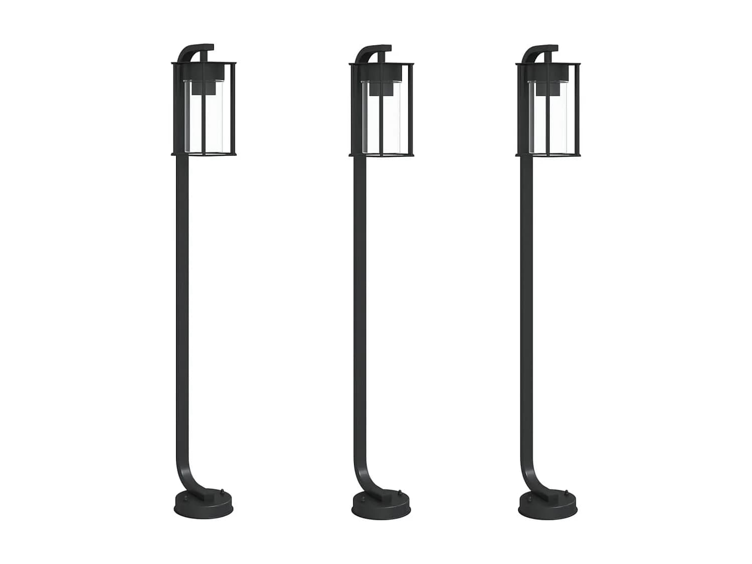 Lampadaires d'extérieur 3 pcs argenté 13 x 13 x 100 cm 02_0042544