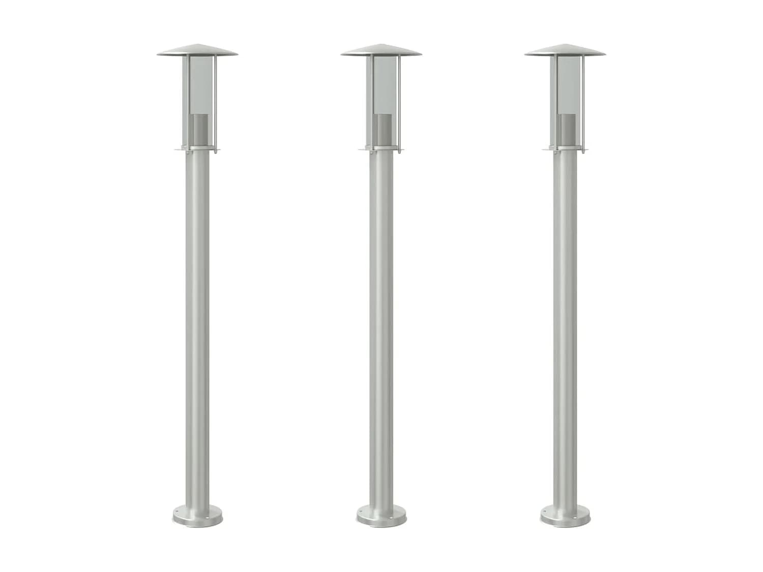 Lampadaires d'extérieur 3 pcs argenté 13 x 13 x 100 cm 02_0042555
