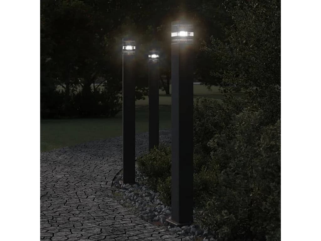 Lampadaires d'extérieur avec capteur aluminium noire 14 x 14 x 110 cm 02_0042564
