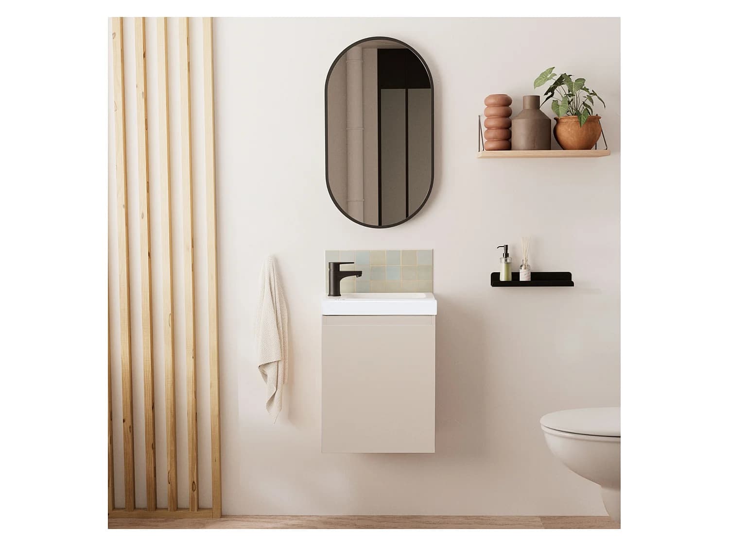 Meuble lave-mains LISA + miroir ovale