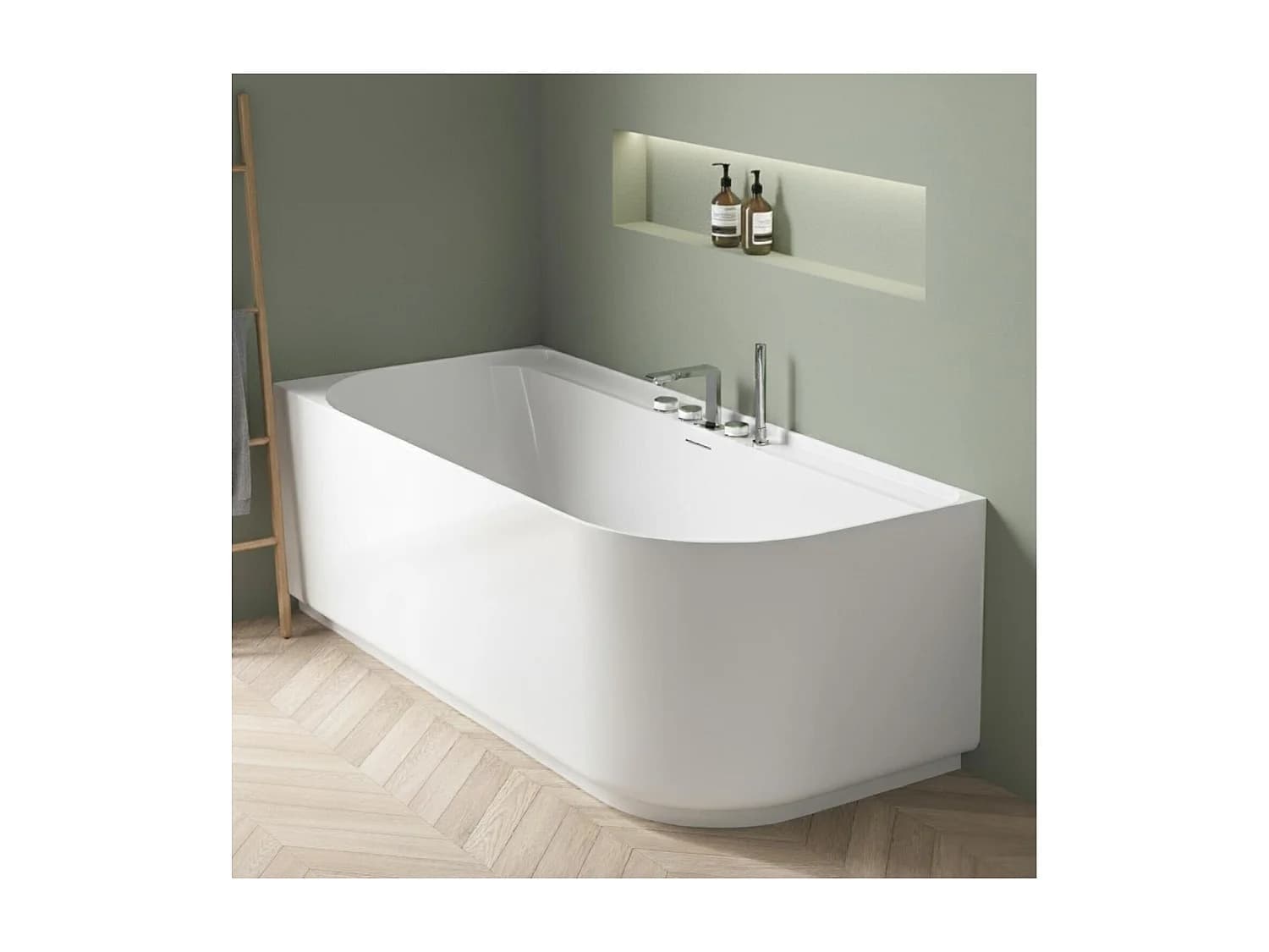 Baignoire acrylique semi-îlot blanche 170cm - Angle gauche EQUINOXE