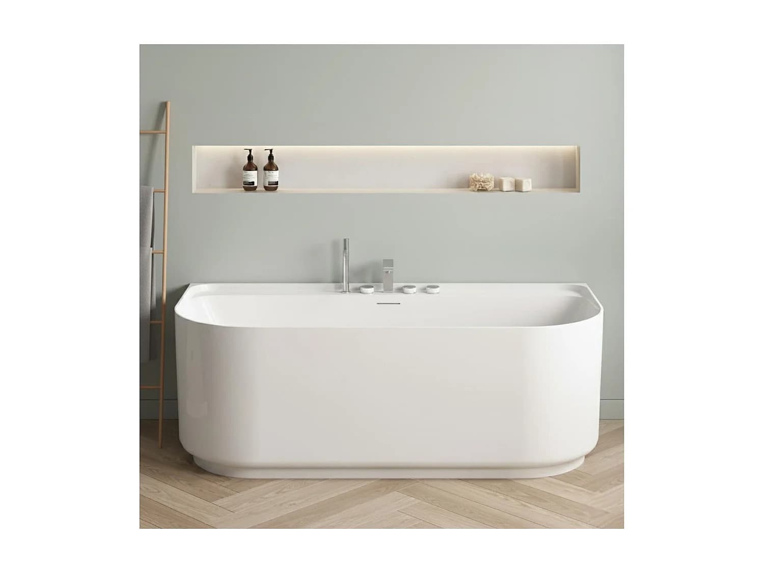 Baignoire acrylique murale blanche 170cm EQUINOXE