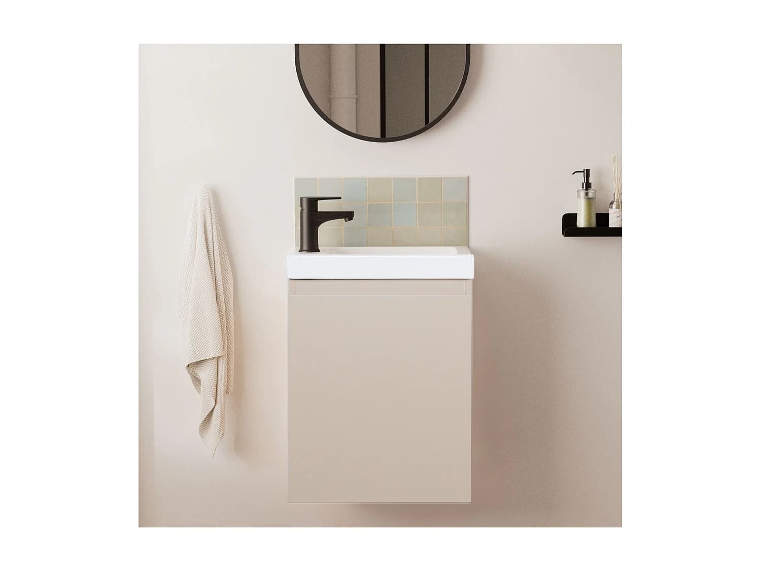 Meuble lave-mains LISA + robinet noir