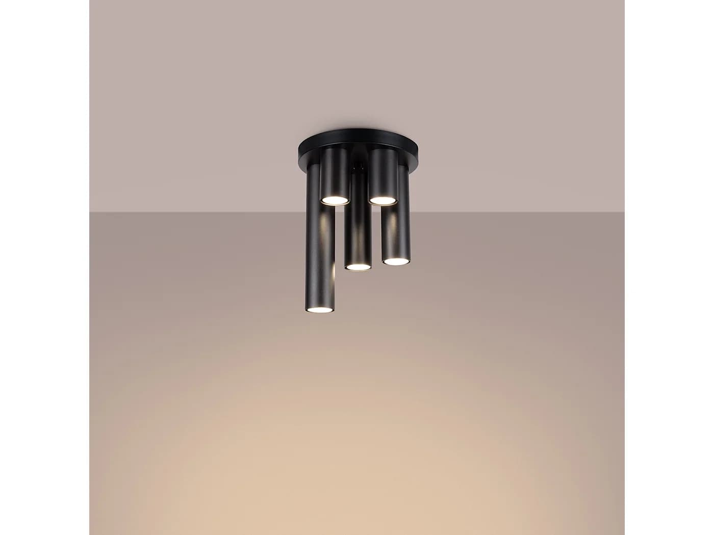 Plafonnier Toris moderne en acier - 5 sources lumineuses 3000K - L.25 x H.33 cm - noir