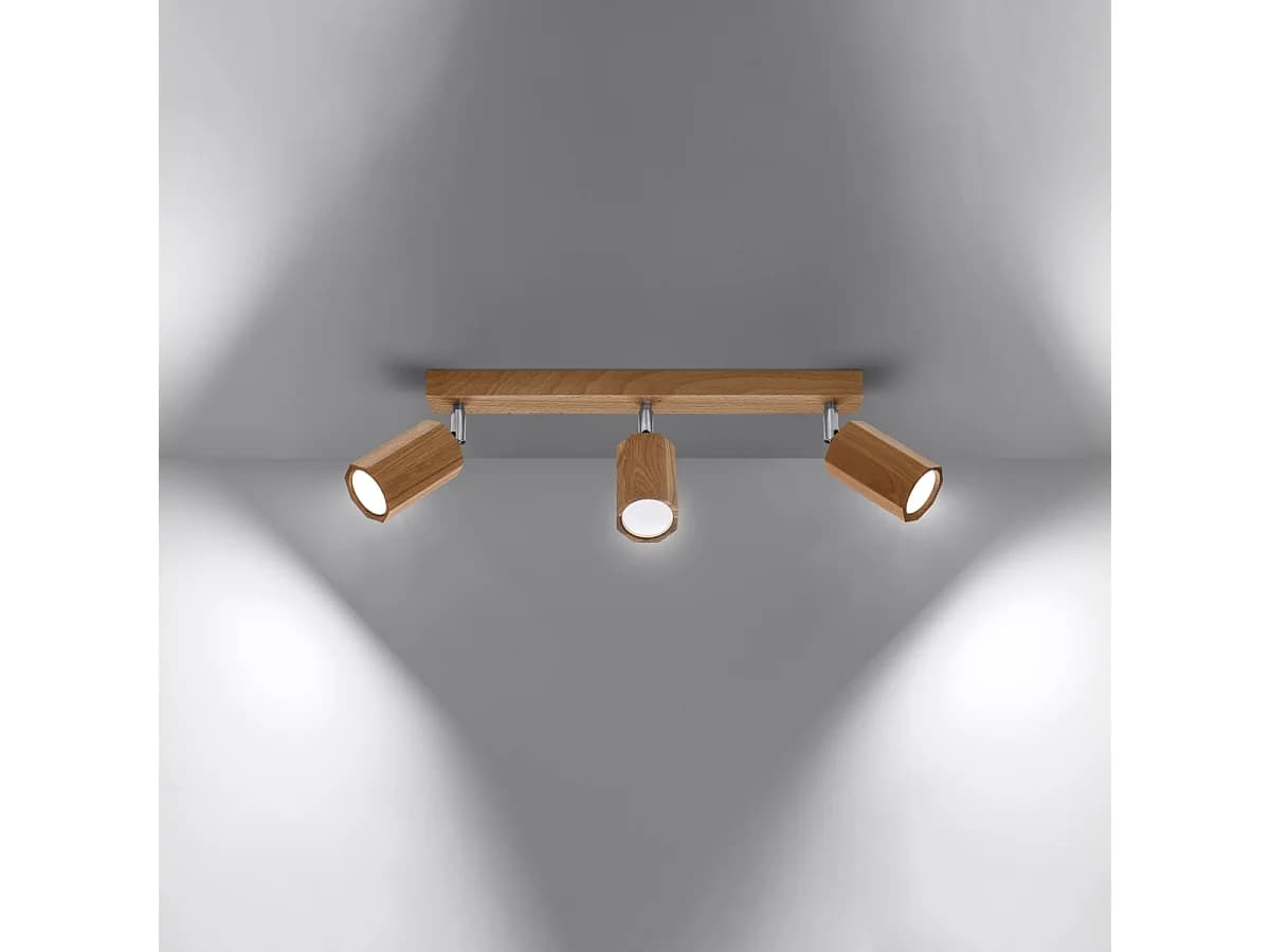 Plafonniers Xenor scandinave en bois - 3 sources lumineuses 3000K - L.45 x H.20 cm - chêne