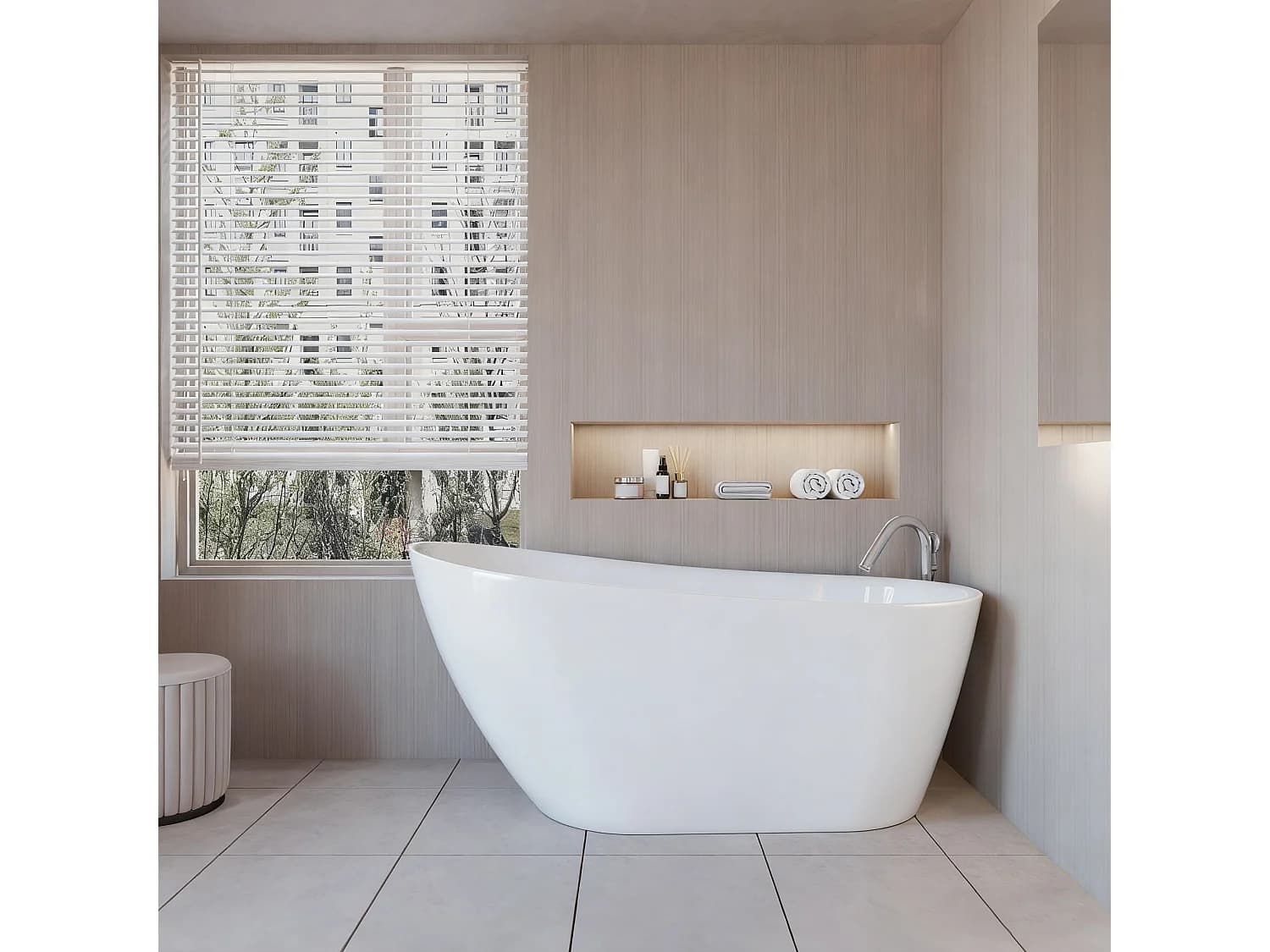 Baignoire îlot design en acrylique - 230L - 150 x 72 x 73cm - Confort ergonomique et élégance moderne - avec Bonde et trop plein