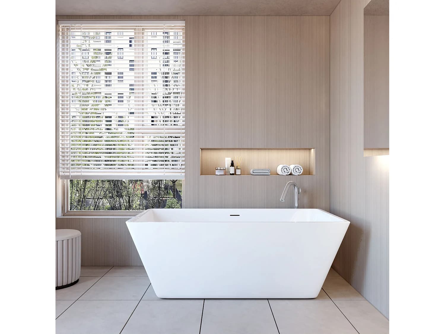 Baignoire îlot design en acrylique - 250L - 150 x 72 x 56cm - Confort ergonomique et élégance moderne - avec Bonde et trop plein