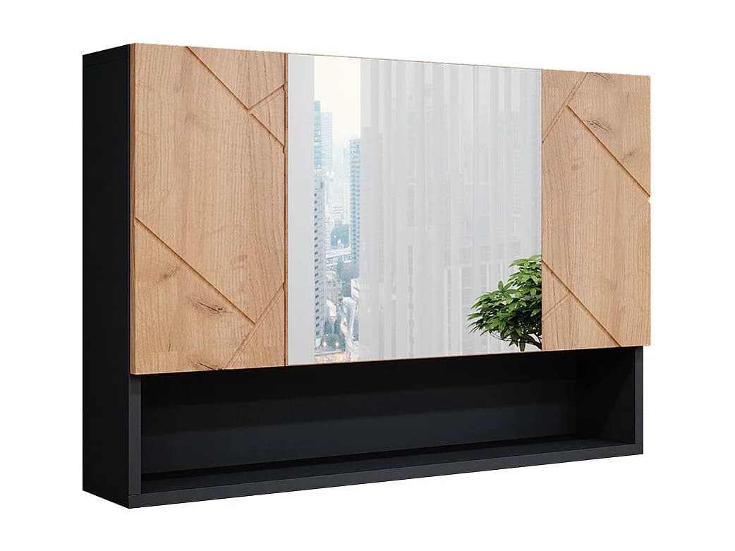 Armoire de toilette chêne doré/anthracite 80.1x17x55 irma