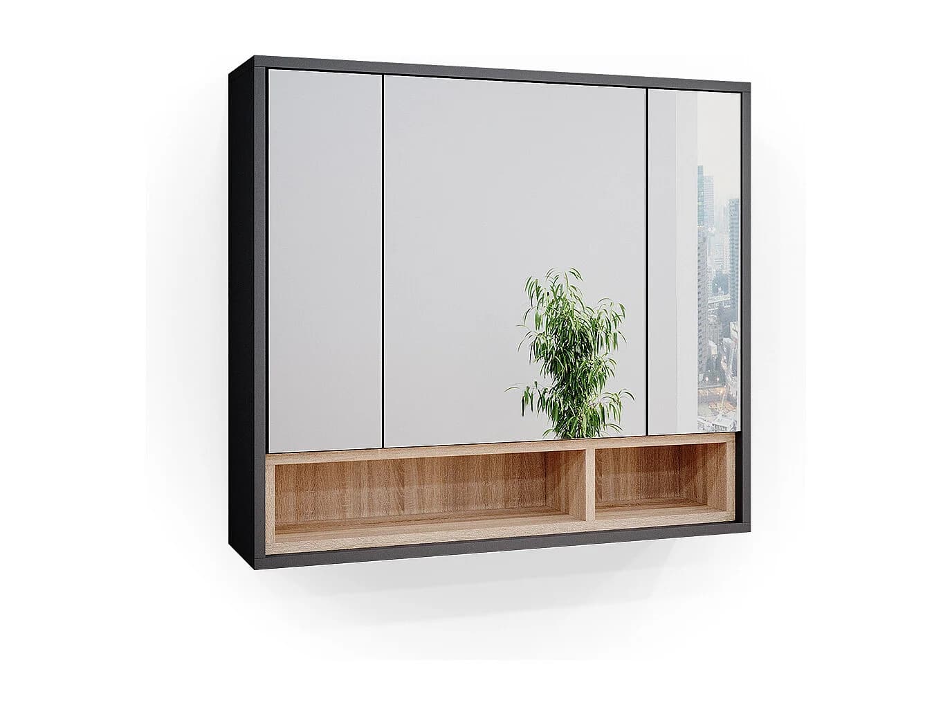 Armoire de toilette anthracite 80x20x72 beatrice