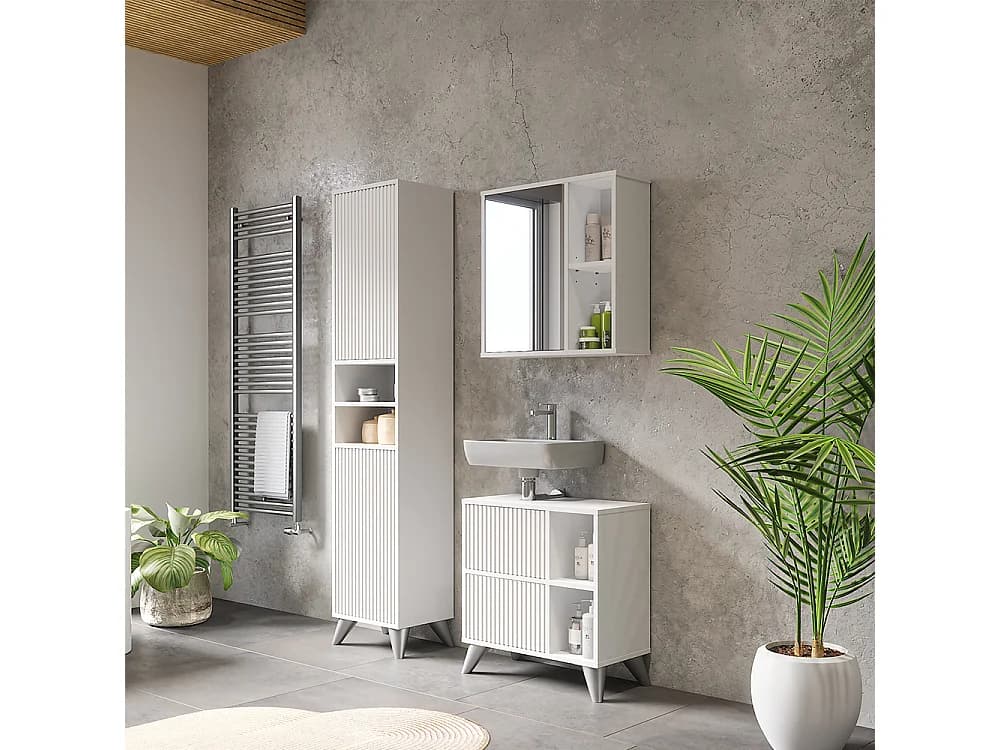 Armoire de salle de bain blanc 38x30x180 leano
