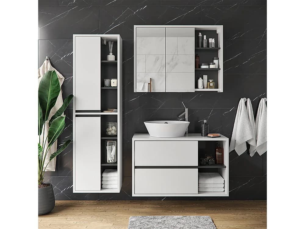 Meuble salle de bain blanc 50x33x170 viola