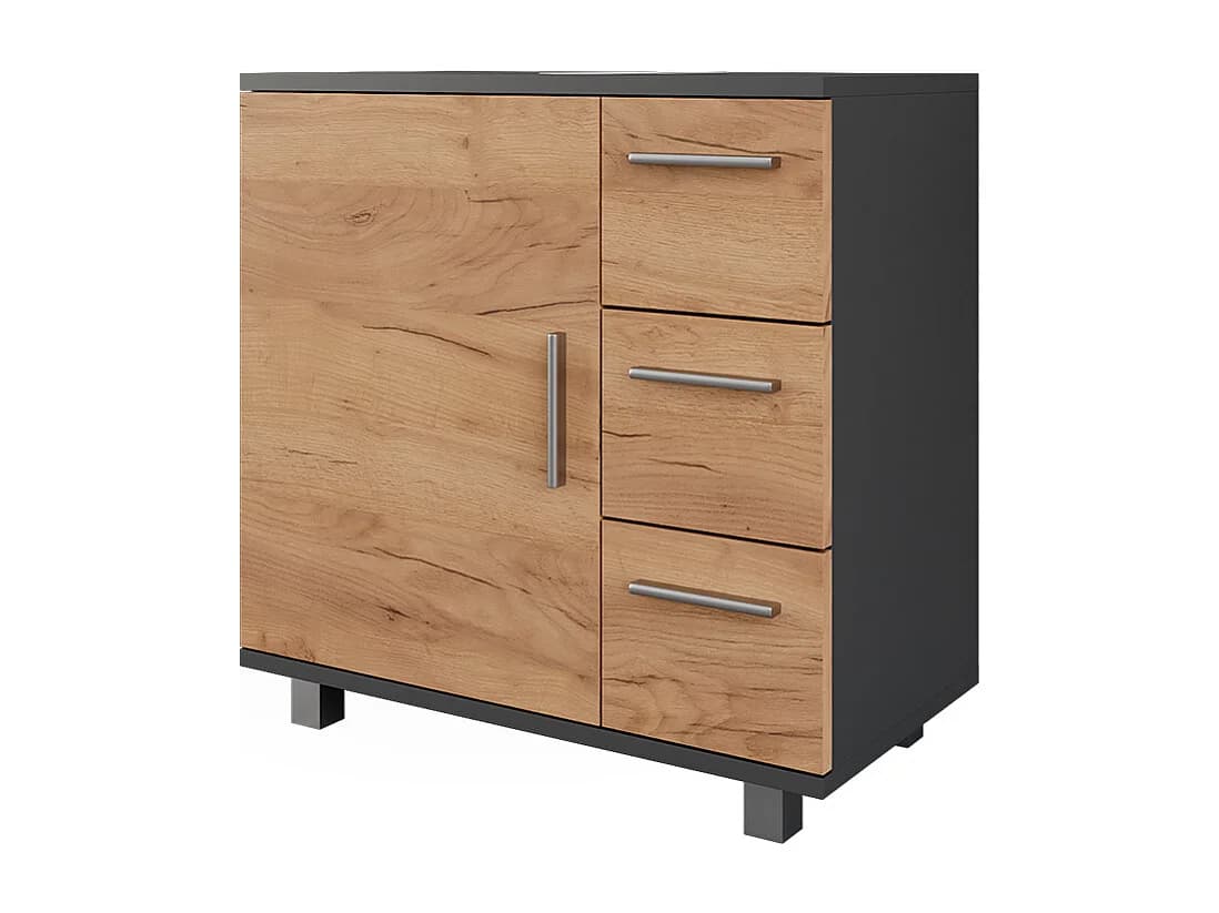 Meuble sous vasque anthracite/chêne doré 60x33x60.8 ilias
