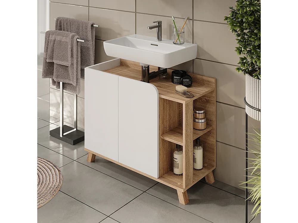 Meuble sous vasque sonoma/blanc 80x35x65 karen