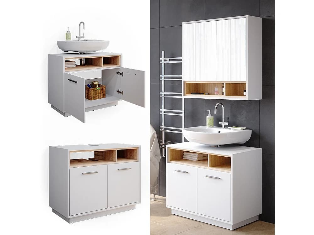 Meuble sous vasque simple blanc 80x40x64 beatrice