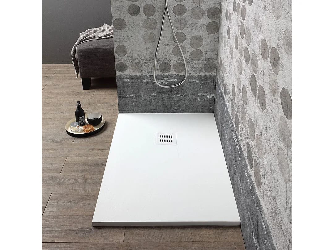 Receveur De Douche En Résine 120X80 Blanc Effet Pierre | Muse