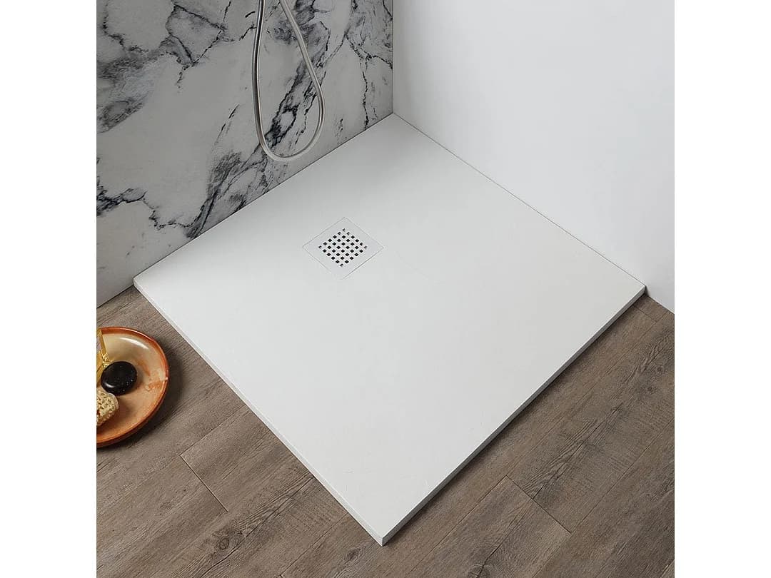 Receveur De Douche En Résine Blanche Effet Pierre 90X90 | Muse